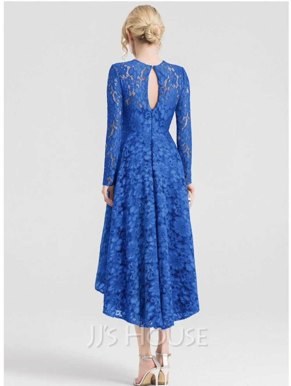 JJs House Royal Blue Lace High-Low Dress